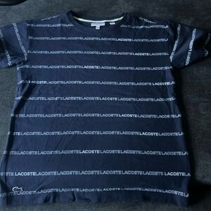 Lacoste Boys Youth Cotton Jersey  T-shirt Contrast Logo Print All over Size 12